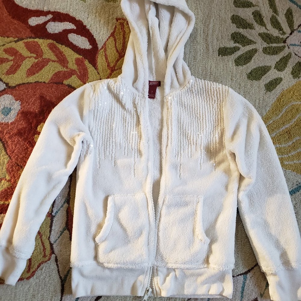 Girls Sparkle White Fleece Jacket